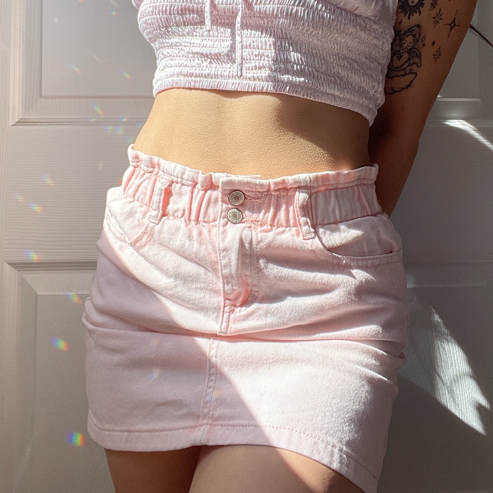 baby pink mini skirt